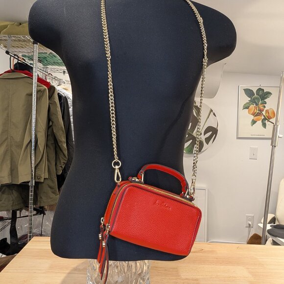 Sam Edelman Colby Mini Box Crossbody Bag - Fire Engine Red with Gold - Picture 5 of 6